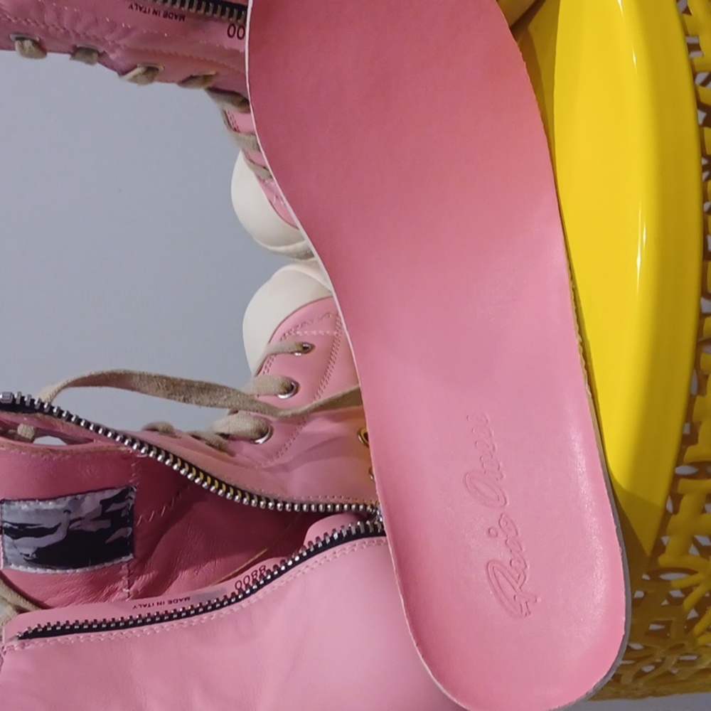 Rick Owens Cream and Pink Sneakers  High-Top Sneakers - Picture 7 of 9